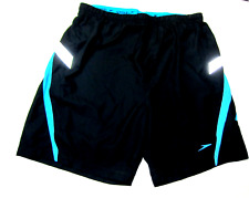 Speedo Mens Large Black Swim Trunks Board Shorts Swimwear Zippered Pocket