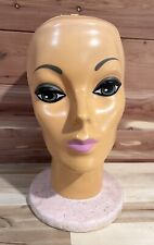 Vintage 1960s Mannequin Head Styrofoam Plastic Art Deco Wig Stand Brown Eyes