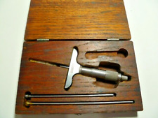 Vtg. Starrett No. 440-a 0-3 Depth Micrometer In Original Wooden Case