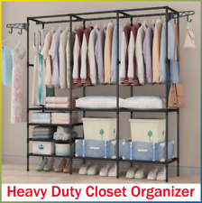 Heavy Duty Adjustable Closet Storage Shelf Metal Garment Rack Clothes Organizer