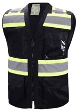 Supervisor Black Two Tones Safety Vest Ansi Isea Photo Id Pocket 802bk