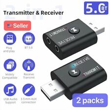 Bluetooth 5.0 2in1 Transmitter Receiver Car Wireless Audio Adapter Usb 3.5mm Aux