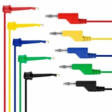5pcs Banana Plug To Mini Grabbers Hook Test Leads 4mm Flexible Wire Leads 22 Awg
