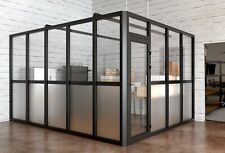 Cgp Glass Aluminum 2 Wall Office Partition System Wdoor 11x6x9 Black Painted