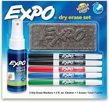 Expo Low Odor Dry Erase Marker Set With White Board Eraser And Cleaner Fine Tip