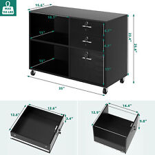 3 Drawer File Cabinet Storage Lock Furniture Office Filing With 2 Open Shelves