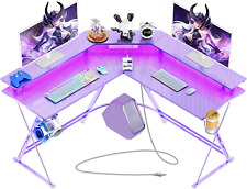 Gaming Desk 50.4 With Led Light Power Outlets L-shaped Gaming Desk Carbon Fi