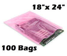 100x Anti-static Bags 18x 24 2 Mil Large Pink Poly Bag Open Ended Motherboard