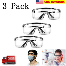 3 Pcs Clear Safety Goggles Glasses Anti Fog Lens Work Lab Protective Chemical
