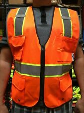 Tcsv3-or High Visibility Orange Two Tones Safety Vest Ansi Isea 107-2015
