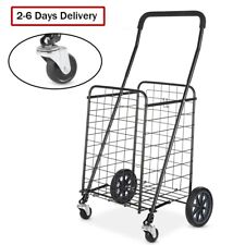 Mainstays Adjustable Steel Rolling Laundry Basket Shopping Cart Universal Wheels