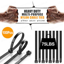 100pcs 14 Cable Ties Heavy Duty 75lbs Ultra Nylon Wrap Wire Zip Uv Resistant