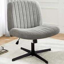 Cross Legged Office Chair Armless Wide Desk Chair No Wheels Modern Home Office
