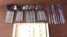 Pier One Hammered Handle 188 Flatware Serv For 8 - 1 Knf  39pcs Super Cond