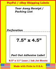 4000 Adhesive Labels W Tear Off Paper Receipt. Ebay Paypal Laser Ink Jet 4000