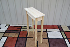 Unfinished 18 Narrow Console Sofa Tapered Leg Shaker Square Edge Pine Table