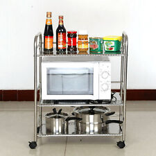 3 Tiers Shelf Kitchen Cart Stainless Steel With 4 Wheels Rolling Utility Cart