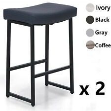 24 Saddle Stools Set Of 2 Bar Stool Counter Height Backless Dining Chairs