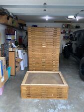 Wooden Hamilton Flat File Cabinet. Six Five Drawer Units With One Cover