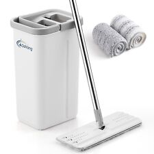 Oshang Flat Floor Mop And Bucket Set 2 Microfiber Mop Heads Cleaning Tool