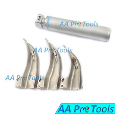 Aa Pro New Laryngoscope Kit C Battery Handle 3 Blades Case