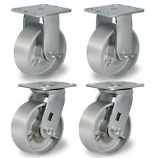 5x 2 Heavy Duty Casters Semi Steel Cast Iron Wheels Capacity Up To 1000-4000lb