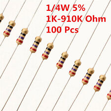 100pcs 14w 0.25w Carbon Film Resistor 5 1k -910k Ohm 1 K - 910 K