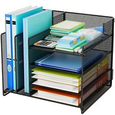 Desk Organizers With File Holder 4-tier Mesh Letter Tray Paper Organizer And...