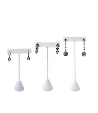 White Leather T Earring Display Stand Individual Earring Holder - 3 Sizes