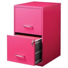 Space Solutions 18 Deep Metal 2 Drawer Metal File Cabinet Pink