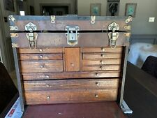Antique Machinist Oak Tool Chest Box Toolbox Hundreds Of Tools And Items 2 Keys