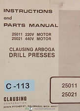 Clausing 25011 25021 Arboga Drill Press Instructions And Parts Manual