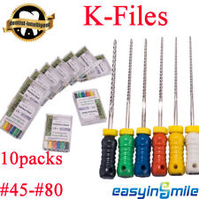 10x K-files 25mm Dental Endo Root Canal K File Stainless Steel Endodontic 45-80