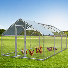 Large Metal Chicken Coop Walk-in Chicken Run 19.7x9.8x6.4 Poultry Dome Roof
