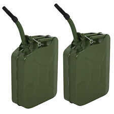 2pc 5 Gallon Jerry Can Steel Green Military Army Backup 20l Storage Tank