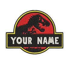 Custom Your Name Jurassic Park Trex Personalized Name Tag Embroidered Patch Hook
