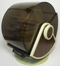 Vintage Rolodex Covered Rotary Swivel File Organizer W Tabs Cards Wood Grain