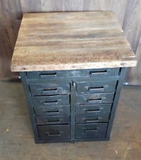 Lyon 11 Drawer Maple Top Metal Cabinet Work Table - Heavy Duty Industrial Usa
