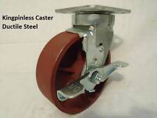 6 X 2 Swivel Caster Kingpinless Ductile Steel Wheel W Brake 2000lb Each