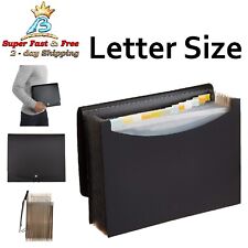 Expanding Organizer File Folder Paper Storage Letter Size Black 13 Pockets Tabs