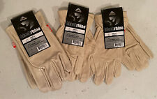 3-piars Cowhide Leather Work Driver Gloves Sewn W. Dupont Kevlar Black Rhino Sm.