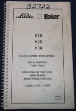 Baker Linde H20 H25 H30 Bpd-40 50 60 Forklift Operation Maintenance Book Manual