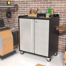 Metal Garage Storage Cabinet With Wheels 35.43 H Lockable With 2 Doors Home