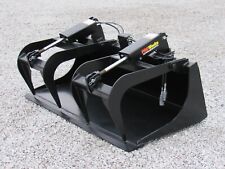 60 Dual Cylinder Smooth Bucket Grapple Attachment Fits Skid Steer Quick Attach