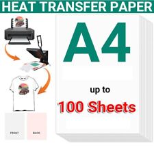 100pcs T-shirt A4 Iron On Heat Transfer Paper Inkjet Print Press Light Us