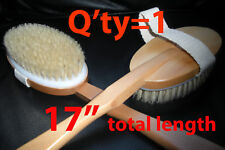 17 Premium Dry Body Bath Brush 100 Boar Bristle Wooden Long Handle Exfoliating