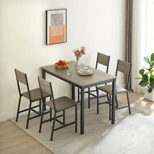 5 Pieces Dining Table Set Wooden Table Set With 4 Upholstered Chairs For Kitchen