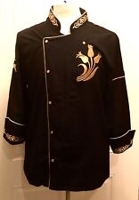 Unique Embroidered Chef Black Coat Jacket Shirt Cook Caterer Restaurant Uniform