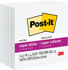Post-it Super Sticky Notes 3x3 In 5 Pads 2x The Sticking Power White