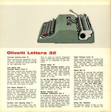 Olivetti Lettera 32 Typewriter Instruction Manual User Card Repro Antique Vtg